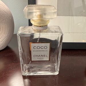 CHANEL Coco Mademoiselle Clear Glass Bottle with Gold Accents